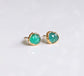 Natural Emerald stud earrings in 18k gold, featuring rose cut faceted stones, perfect for gifts and bridal wear.