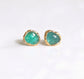 Natural Emerald stud earrings in 18k gold, featuring rose cut faceted emeralds, perfect for gifts and special occasions.
