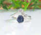 Stunning raw blue Sapphire ring on handcrafted Sterling Silver band, perfect for unique gifts and special occasions.