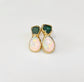 Dainty raw Emerald and Opal stud earrings, handcrafted with a unique design, perfect for bridal or everyday wear.