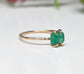 Raw emerald solitaire ring in solid 14k gold, handcrafted elegance for a unique engagement or Valentine's gift.