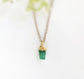 Handcrafted raw green crystal necklace on a gold chain, perfect gift for birthdays and special occasions.