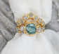 Raw Montana Sapphire and diamond bridal ring set in gold, showcasing unique design and eco-friendly materials.