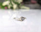 Handcrafted raw uncut grey diamond engagement ring on Sterling Silver band, unique alternative jewelry gift.