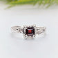 Red Garnet engagement ring in solid sterling silver with a unique organic textured band.