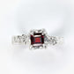 Red Garnet engagement ring in solid sterling silver with an organic textured band.